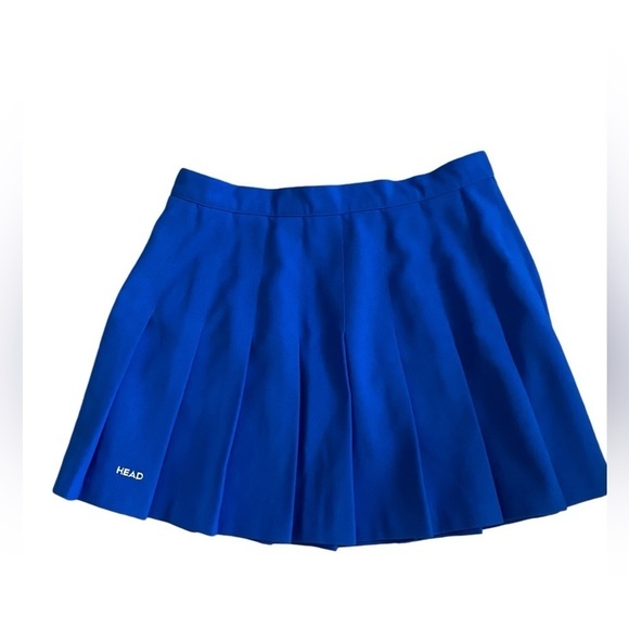 Vintage HEAD Solid ROYAL BLUE pleated mini skirt Medium BALLETCORE Barbicore - Picture 13 of 16